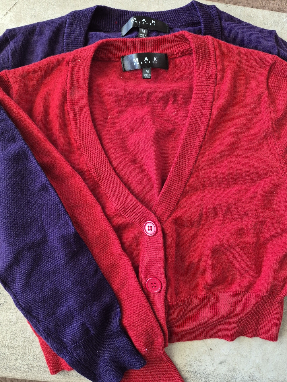 Red V-Neck Button Cardigan Sweater - Picture 1 of 5